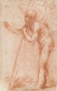 Francesco Montelatici - A Nude Angel Supporting A Cross