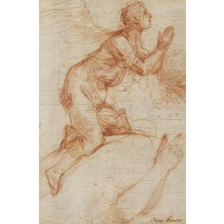 Francesco Montelatici - An Angel Kneeling In Adoration, With A Subsidiary Study Of The Angel\'S Arms