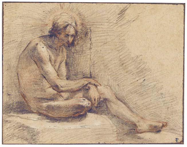 Francesco Montelatici - Etude d\'homme assis de profil à droite