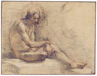 Francesco Montelatici - Etude d\'homme assis de profil à droite