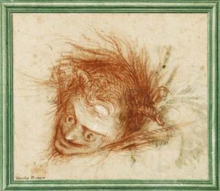 Francesco Montelatici - The head of a devil (recto); Study of a flower (verso)