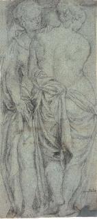 Francesco Montemezzano - Deux figures féminines drapées, l\'une vue de dos