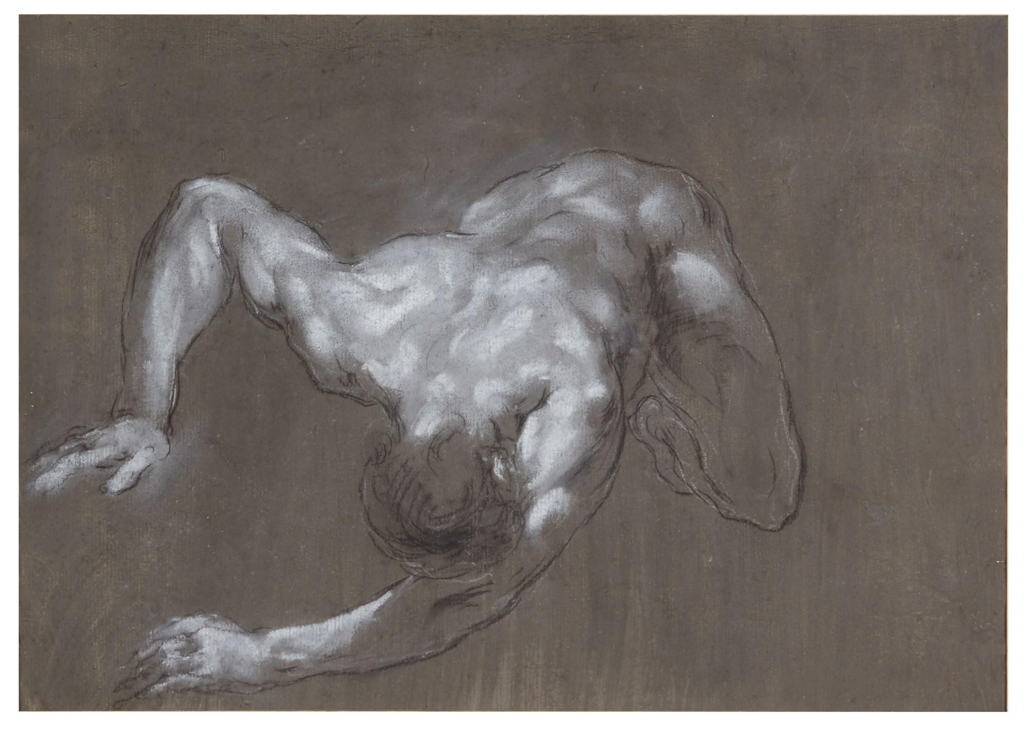 Francesco Monti - Recto: A Crouching Man, Seen From Above; Verso: Study Of Legs