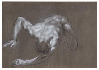 Francesco Monti - Recto: A Crouching Man, Seen From Above; Verso: Study Of Legs