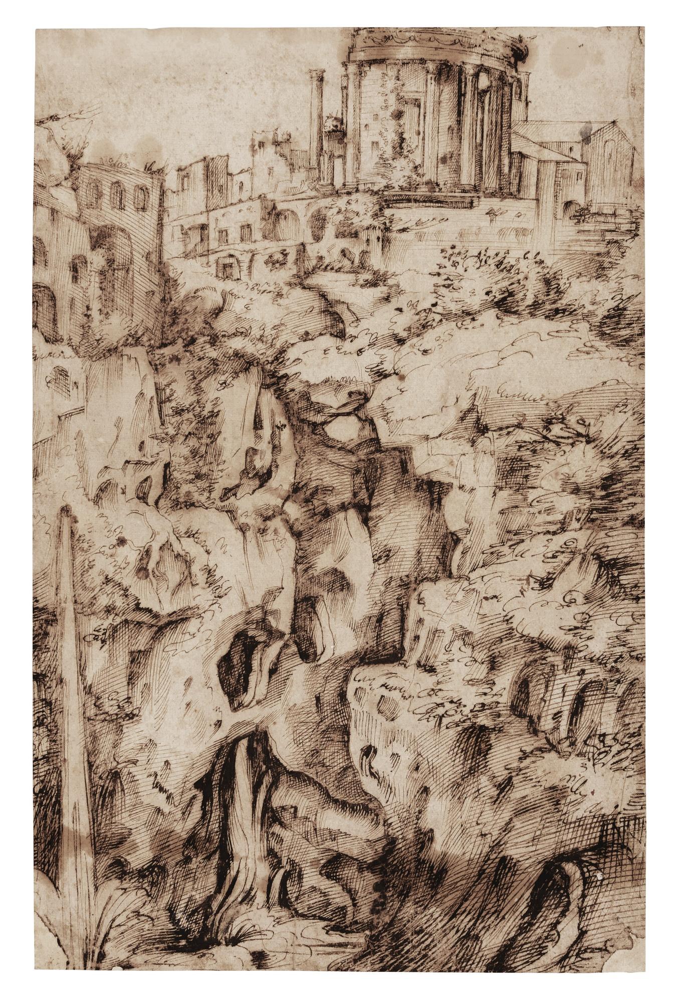 Francesco Morandini - A View Of Tivoli: The Temple Of Vesta And The Cascades