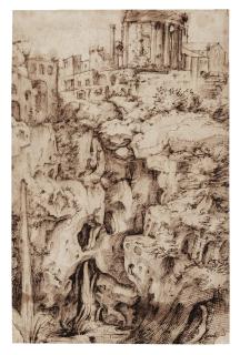 Francesco Morandini - A View Of Tivoli: The Temple Of Vesta And The Cascades