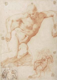 Francesco Morandini - Studies of the dead Christ supported by angels, with subsidiary studies for the same composition