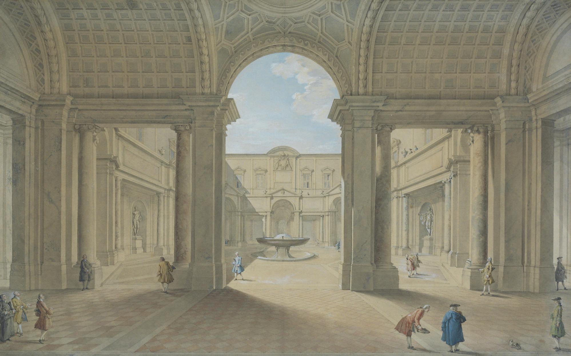 Francesco Panini - The Cortile del Belvedere, The Vatican