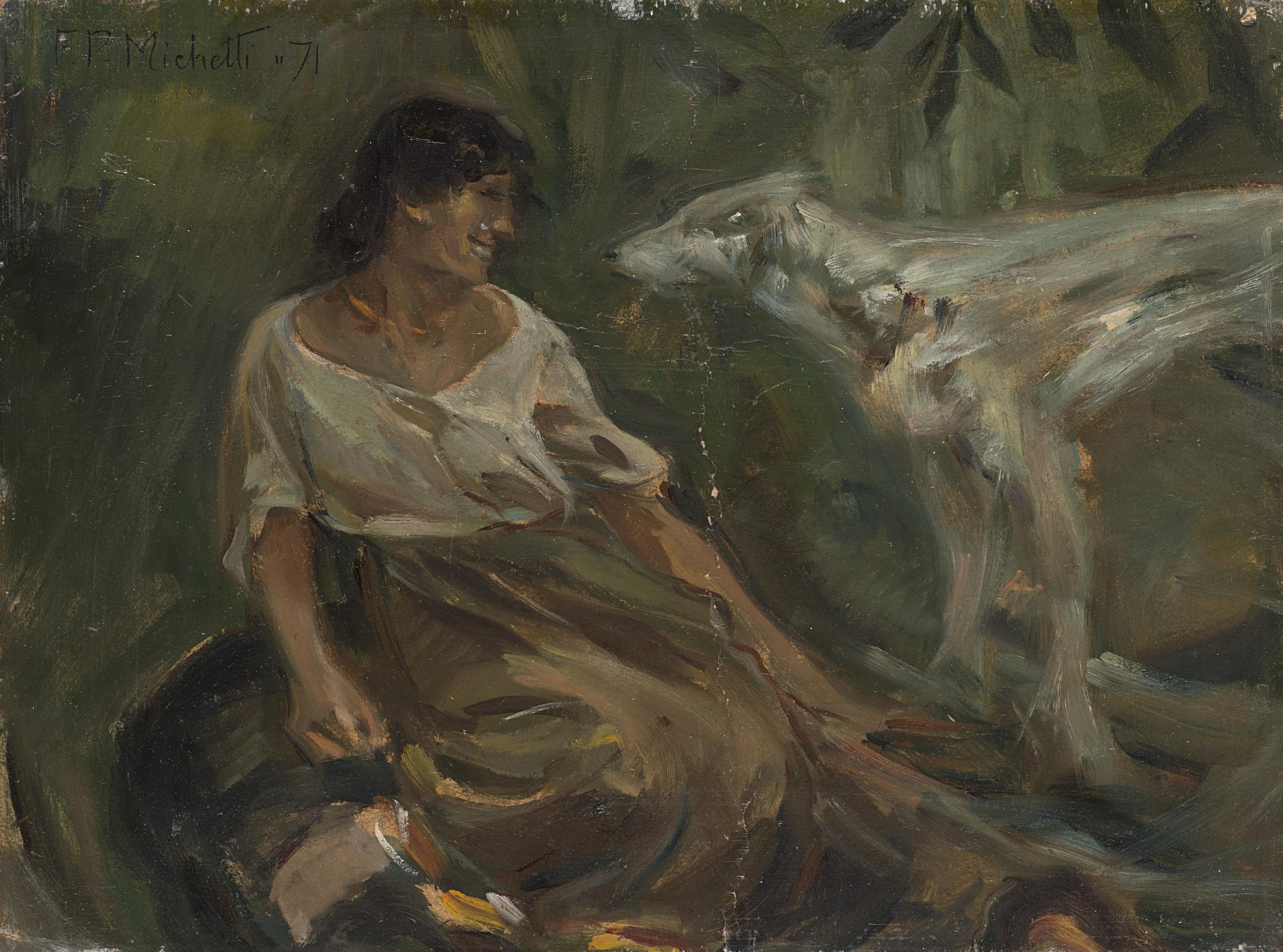Francesco Paolo Michetti - Donna con cane