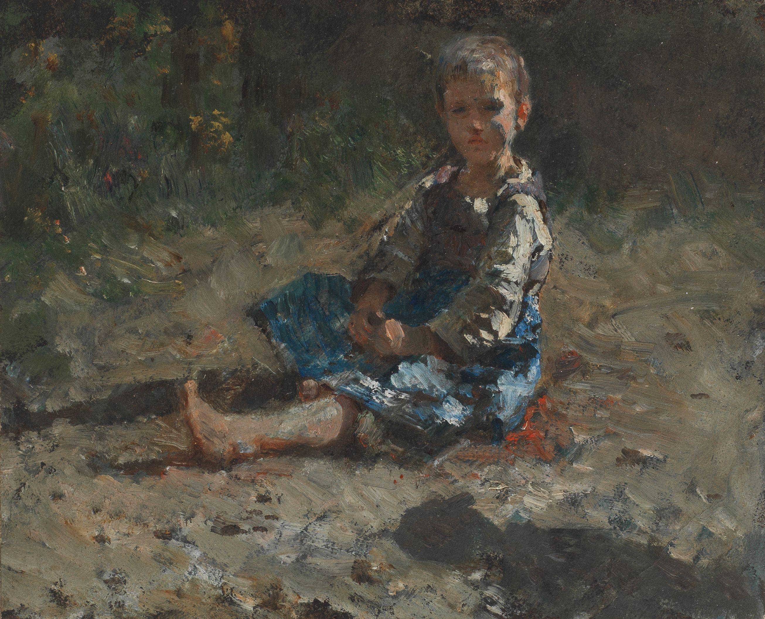 Francesco Paolo Michetti - Study of a child sitting in the sunlight