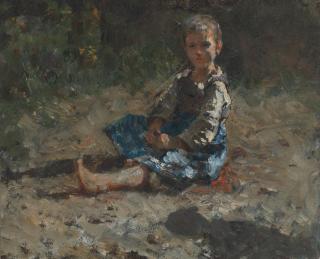 Francesco Paolo Michetti - Study of a child sitting in the sunlight