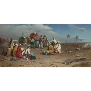 Francesco Peluso - Italian An Algerian Caravan At Rest