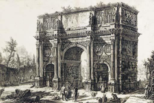 Francesco Piranesi - Veduta Dell\'Arco di Costantino; Veduta Dell\'Anfiteatro Flavio Detto Il Colofseo; Veduta Del Pantheon D\'Agrippa: Three Plates