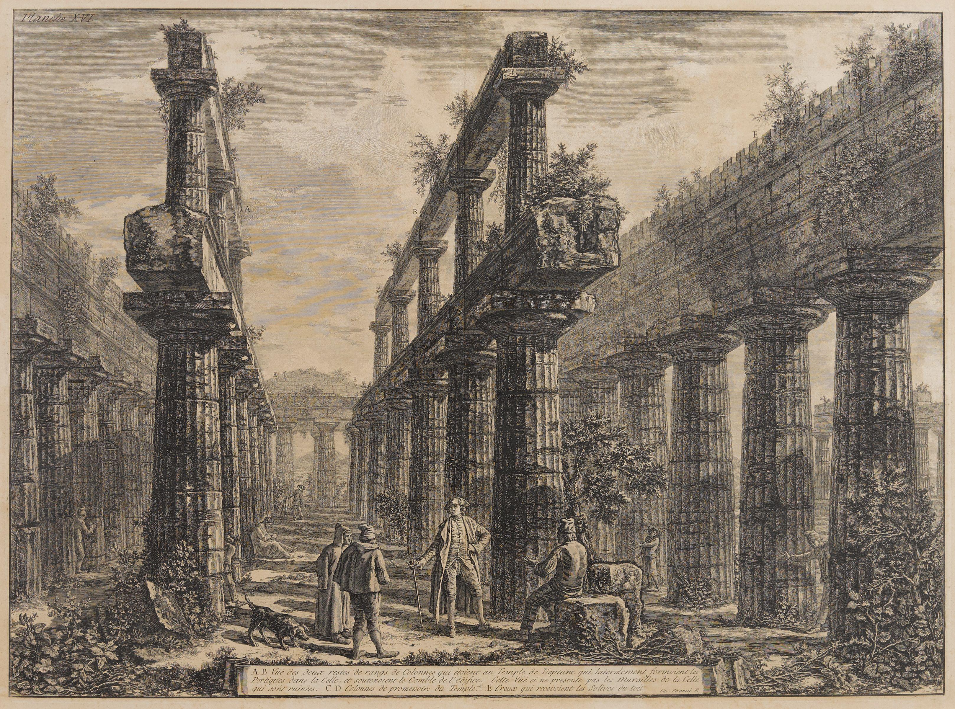 Francesco Piranesi - Vue des Deux restes de ranges de Colonnes..., pl. XVI, from Différentes Vues de quelques Restes de trois Grands Edifices...de l\'ancienne Ville de Pesto