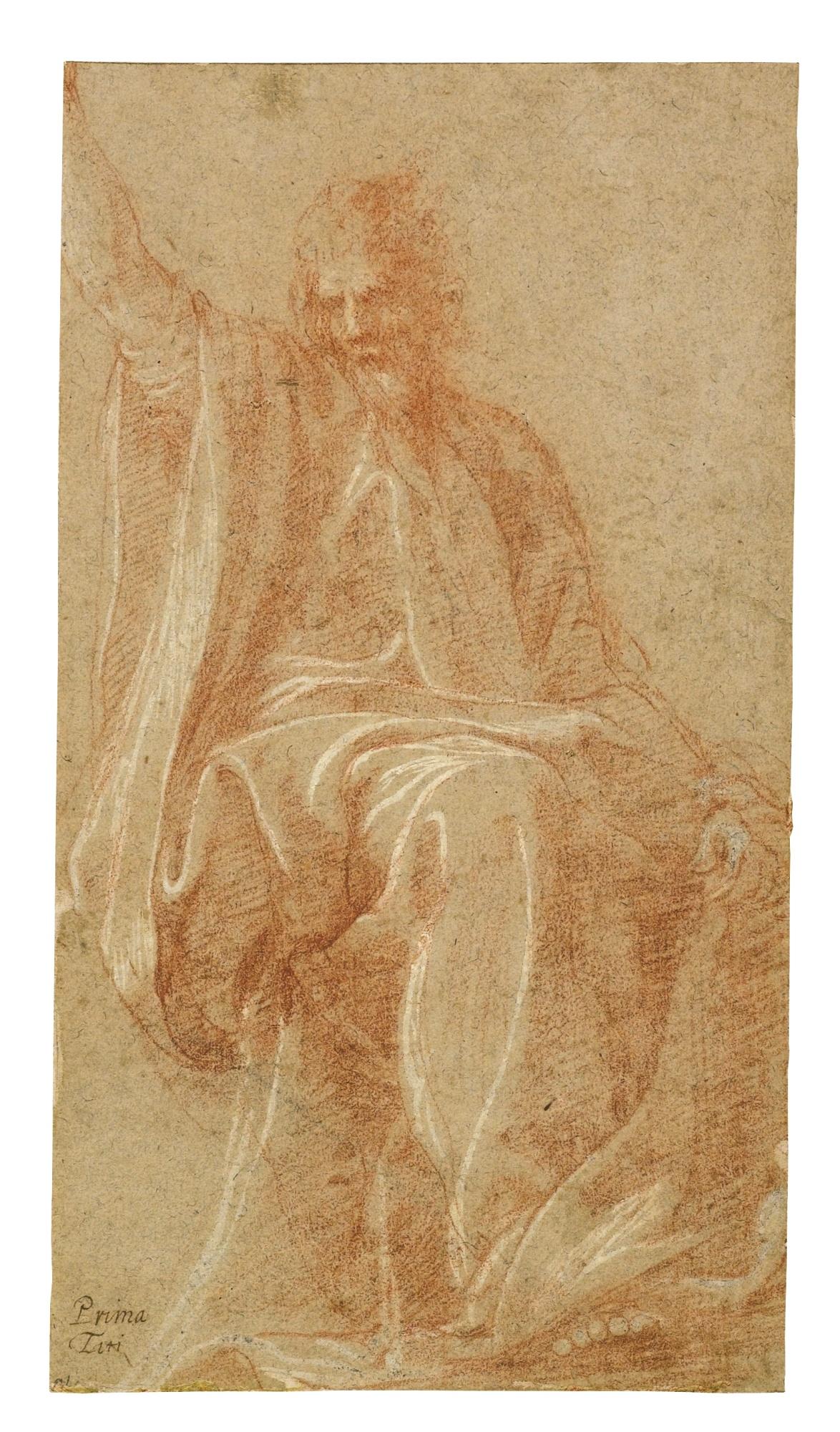 Francesco Primaticcio - A Seated Prophet With Arm Raised