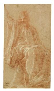 Francesco Primaticcio - A Seated Prophet With Arm Raised