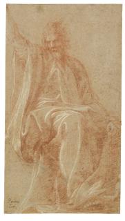 Francesco Primaticcio - A Seated Prophet With Arm Raised