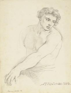 Francesco Sabatelli - A study of a man, half-length with his left arm outstretched