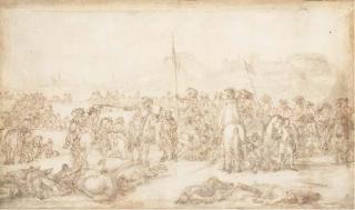 Francesco Simonini - Des soldats ramassant des blessés sur un champ de bataille