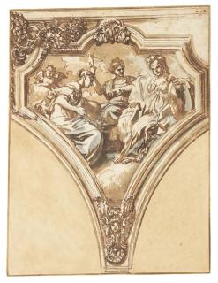 Francesco Solimena - La Tempérance, la Prudence Et la Force: Etude Pour Un Pendentif