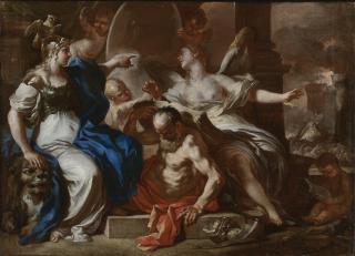 Francesco Solimena - Minerva With Chronos And History:  A Study For An Allegory Of The Reign Of The Hapsburgs In Naples