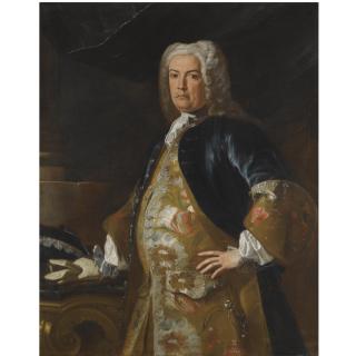 Francesco Solimena - Portrait Of A Nobleman, Three-Quarter Length, Leaning His Gloved Right Hand On A Console Table