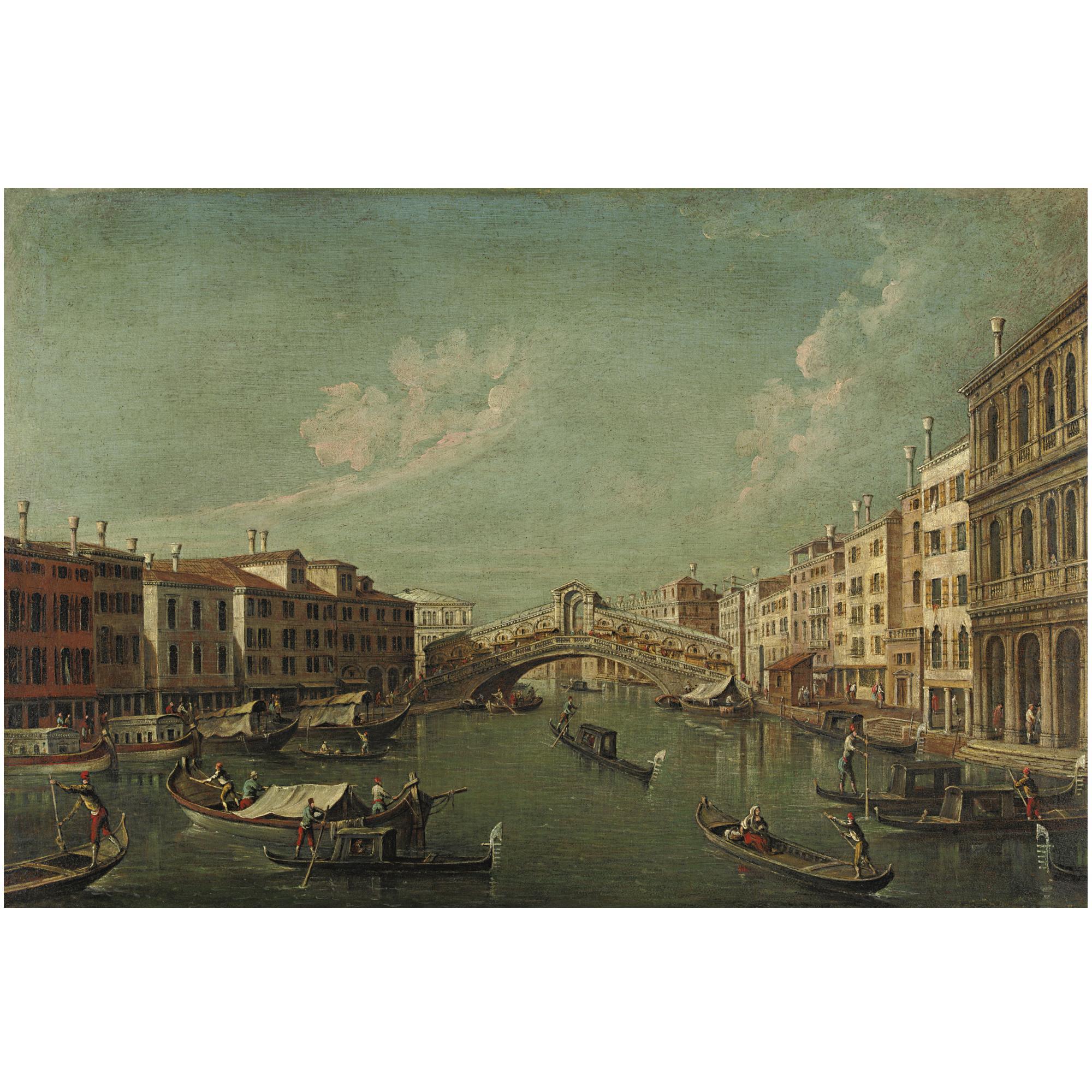 Francesco Tironi - Venezia, L\'Isola Della Giudecca Con La Chiesa Del Redentore; Il Ponte Di Rialto Con La Riva Del Vin