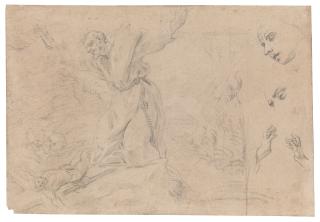 Francesco Trevisani - A Study of Saint Francis in ecstasy and studies of the head and hands of a woman