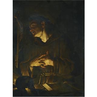 Francesco Trevisani - Saint Francis Praying Before A Crucifix By Candlelight