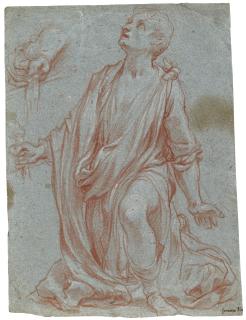 Francesco Vanni - Recto: Study For The Kneeling Figure Of St. Galgano And A Separate Study Of His Right Hand Holding A Sword Verso: A Young Agostinian Monk