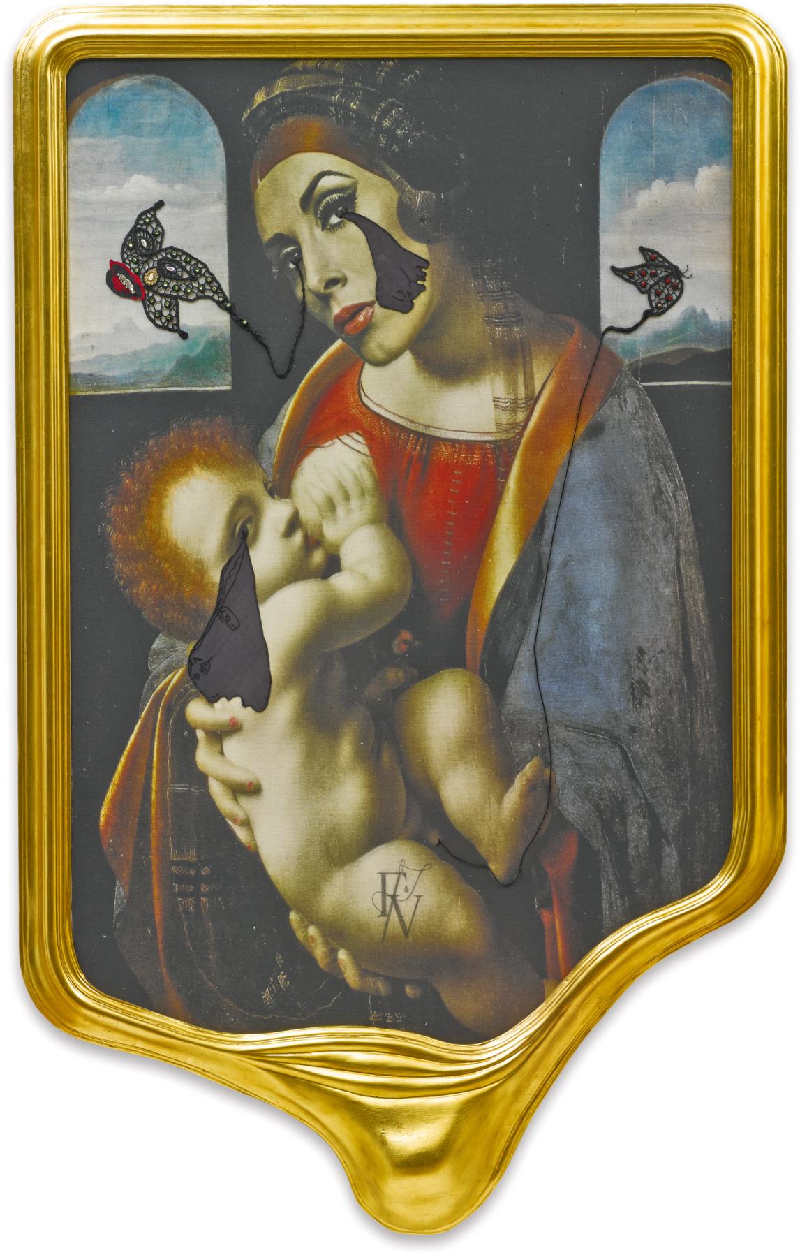 Francesco Vezzoli - Crying Portrait Of Wilhelmina As A Renaissance Madonna With Holy Child (After Leonardo)