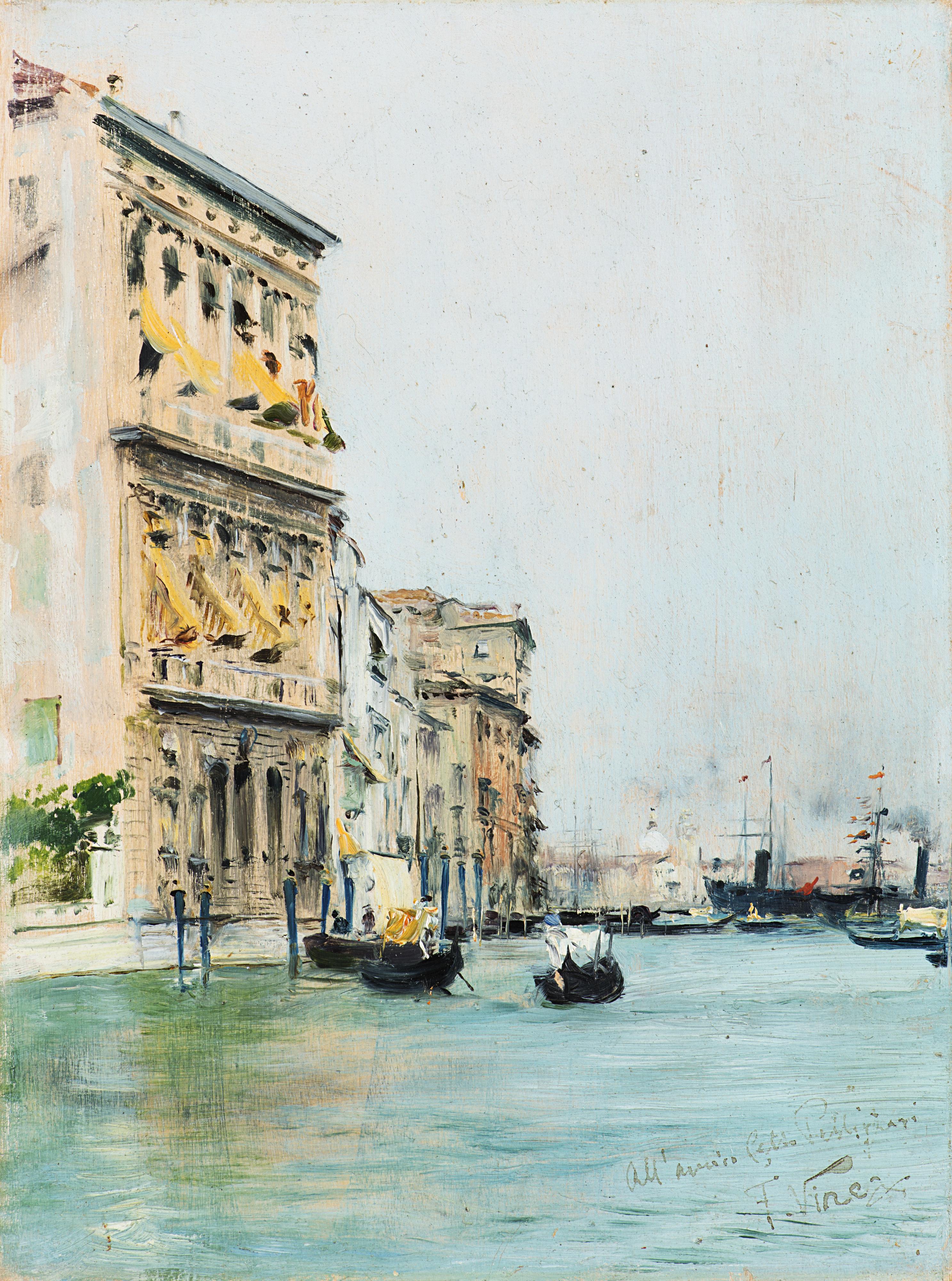 Francesco Vinea - Venezia. Canal Grande con gondole