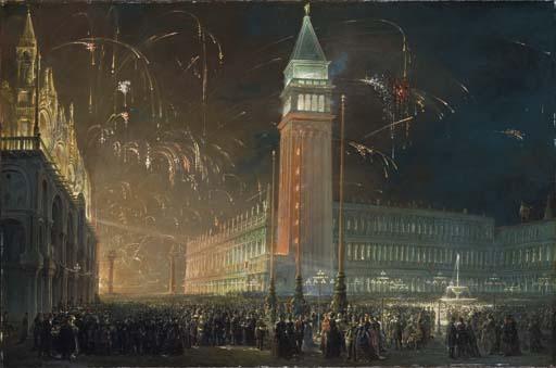 Francesco Zanin - A fireworks display over Saint Mark\'s Square, Venice