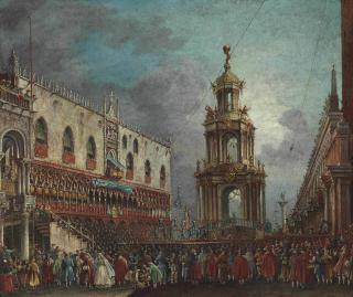 Francesco Zanin - A view of the Piazzetta at Carnival, Venice
