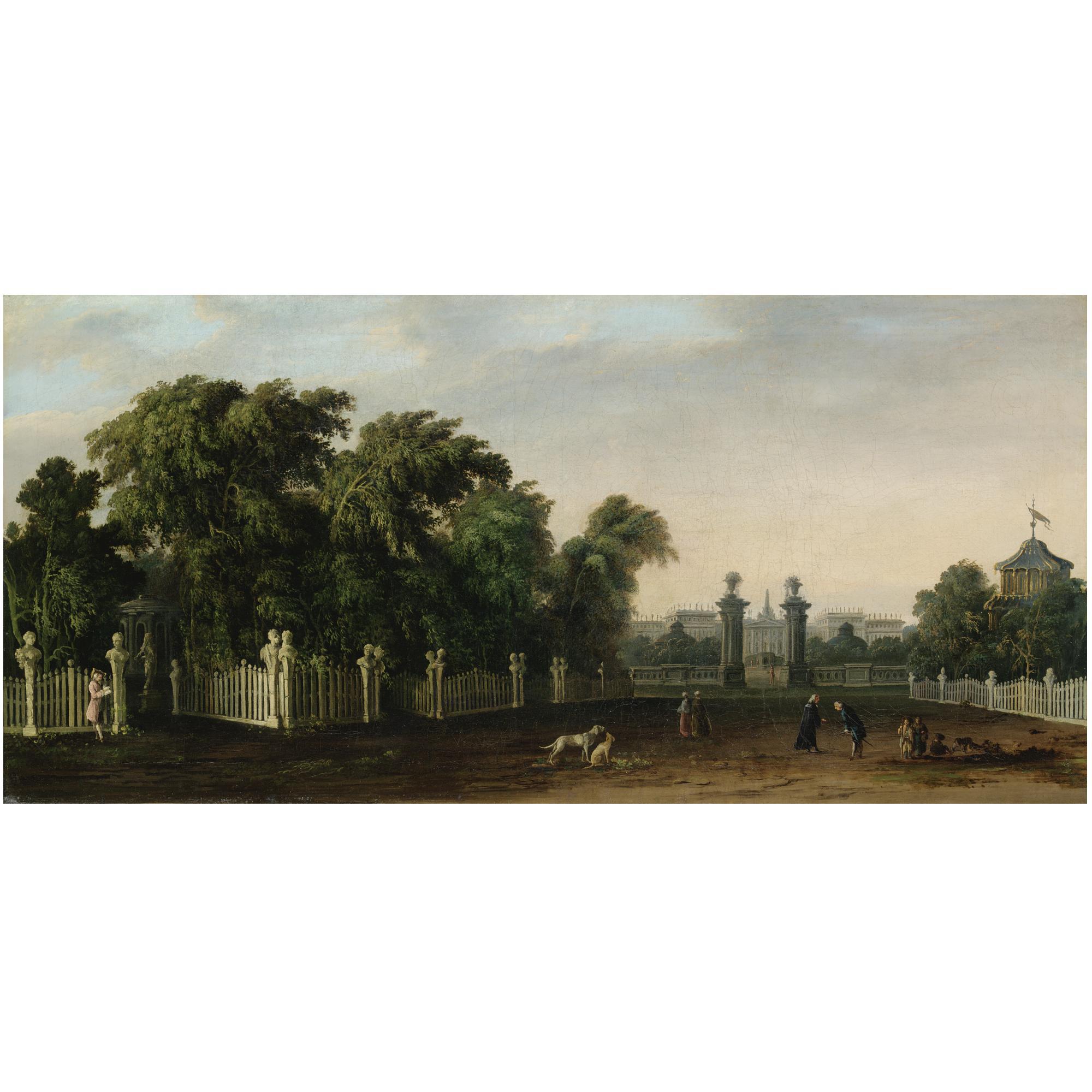 Francesco Zanin - Veduta Di Una Villa Con Parco E Figure