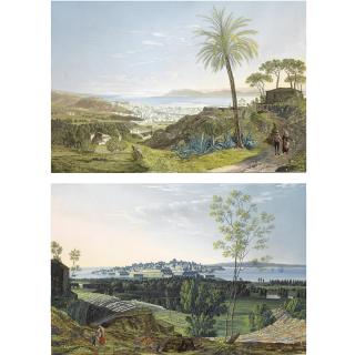 Francesco Zerilli - A Pair Of Sicilian Views: The Town Of Syracuse, With The Amphitheatre In The Foreground, And Messina, Seen From The Hills Above The Town