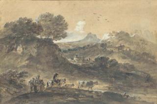 Francesco Zuccarelli - An extensive mountainous landscape with herdsmen