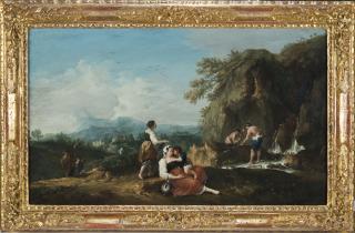 Francesco Zuccarelli - Paesaggio con pescatori e mamma con bambino