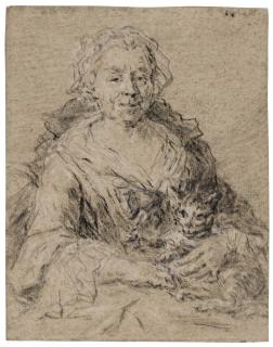 Francesco Zuccarelli - Portrait of an Elderly Woman Holding a Cat