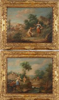 Francesco Zuccarelli - Scena pastorale con contadini e lavandaie