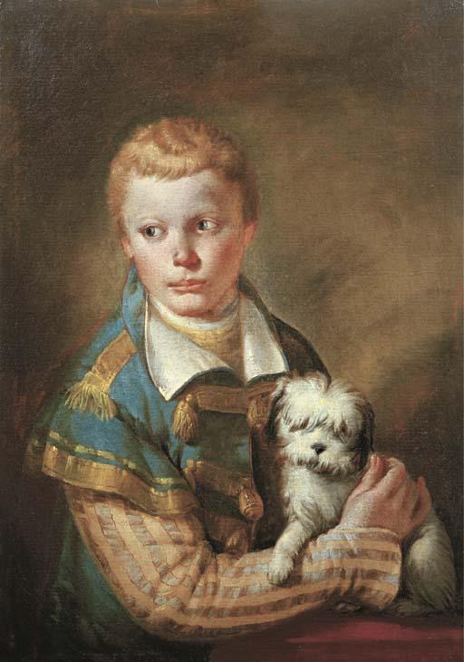 Francesco Zugno - Portrait of a young boy with a dog