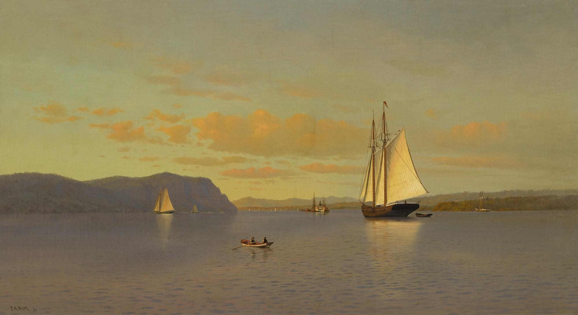 Francis Augustus Silva - Sailing On The Hudson Near Nyack
