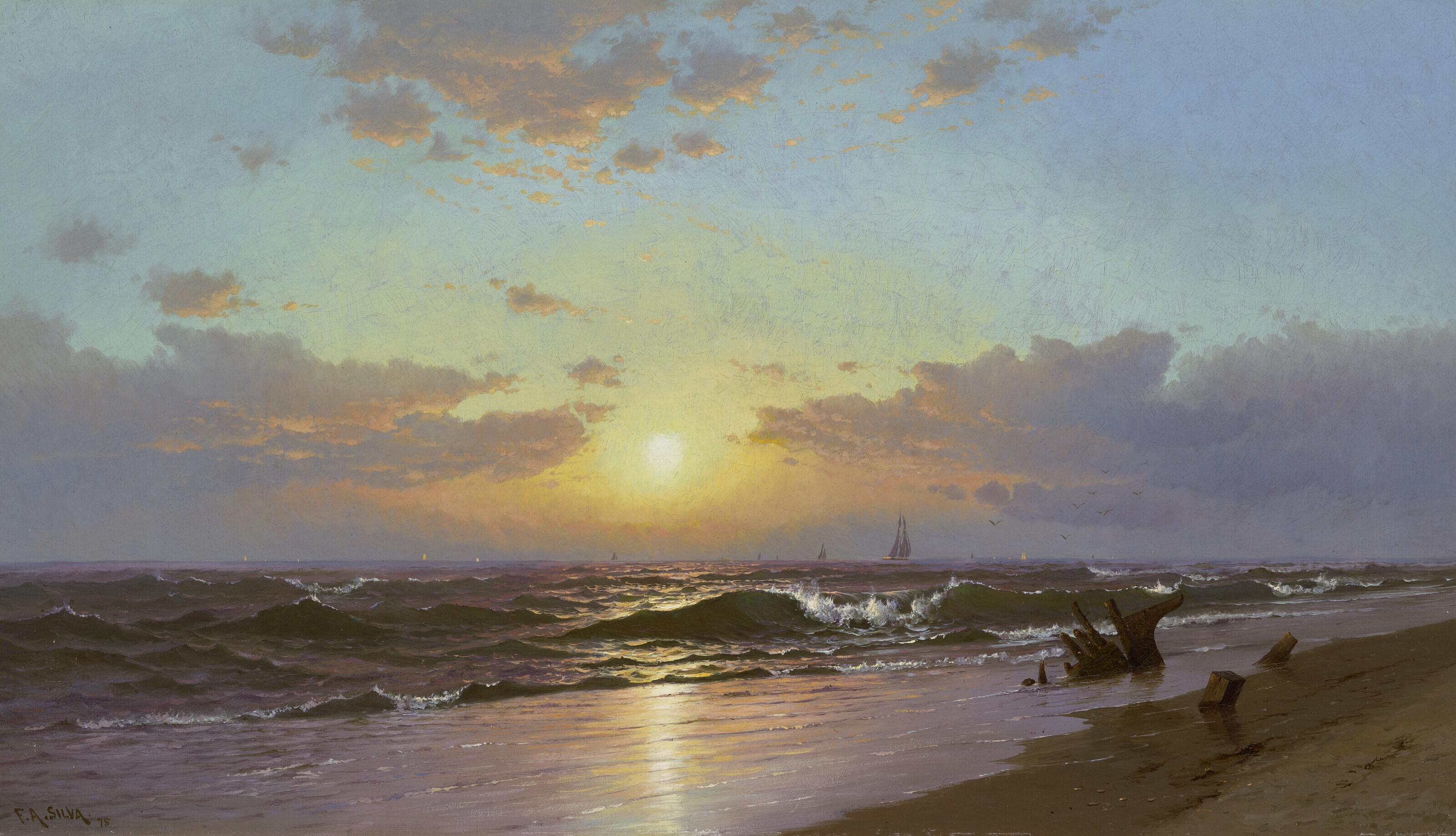 Francis Augustus Silva - Sunrise at Barnegat Beach, New Jersey
