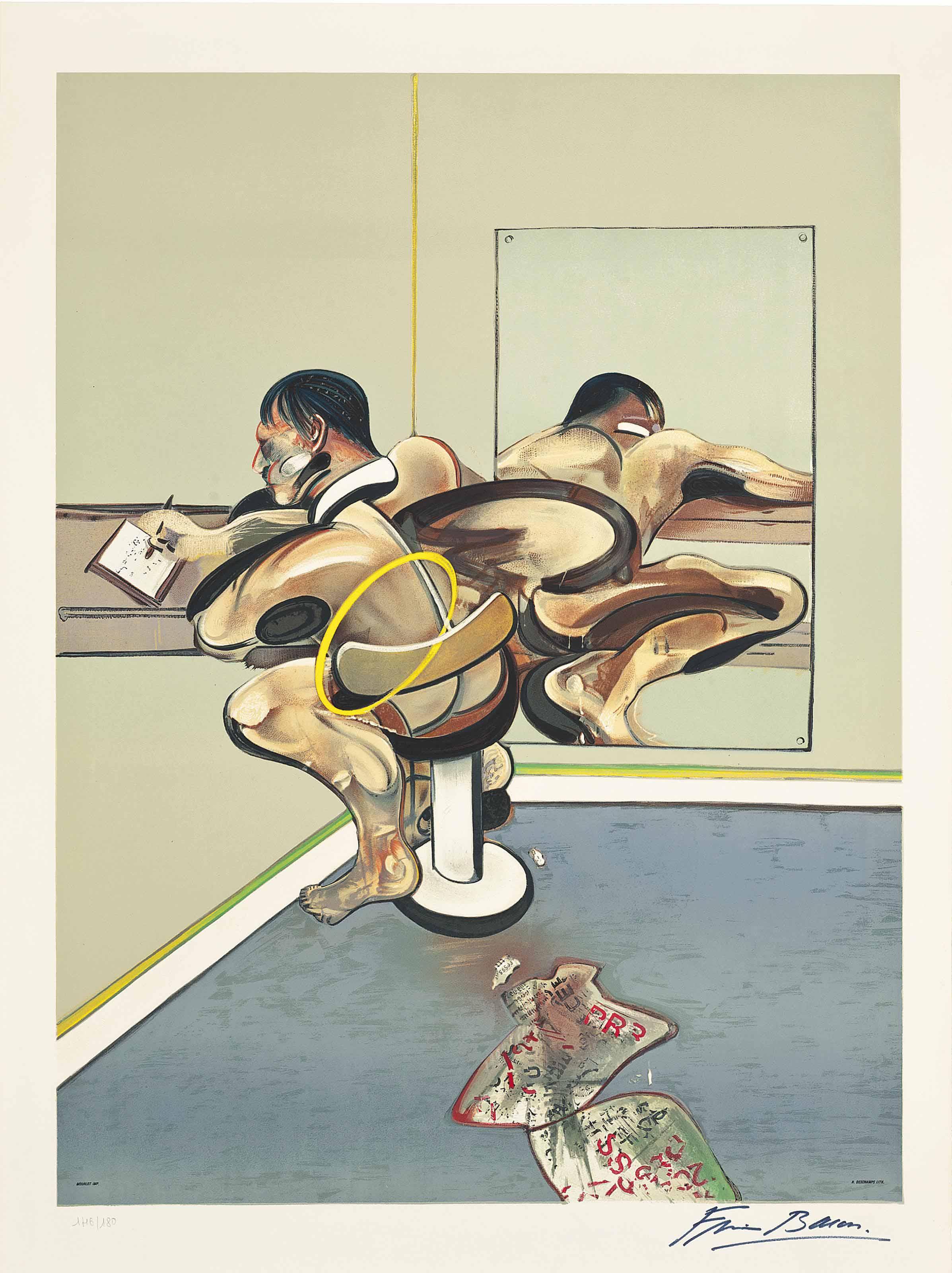 Francis Bacon - Figure Writing Reflected In A Mirror