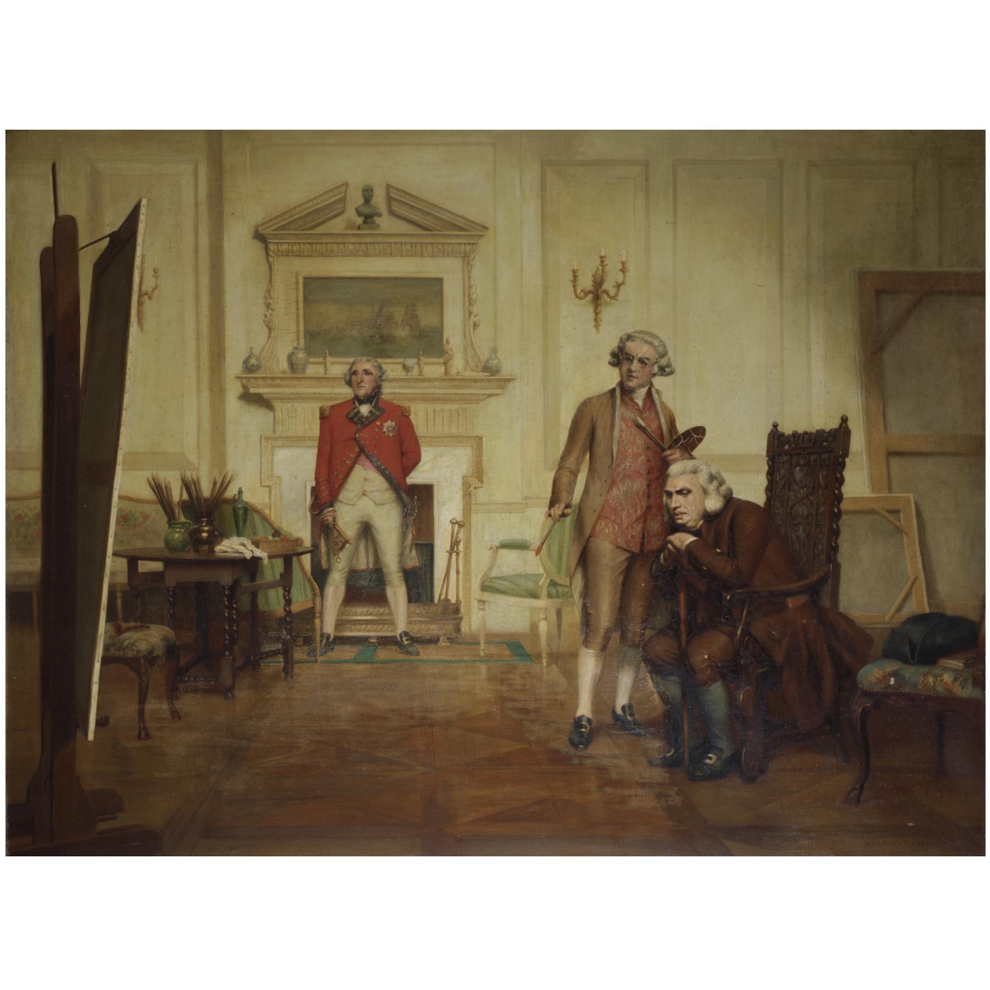 Francis Barraud - Britishsir Joshua Reynolds\' Studio: A Visit From Dr. Johnson