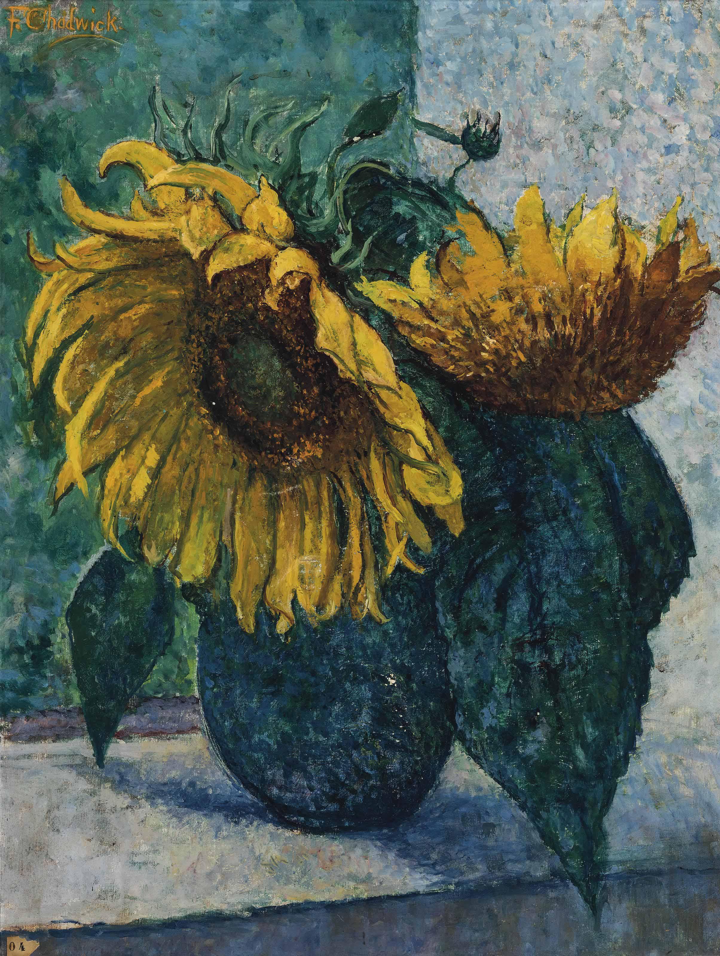 Francis Brook Chadwick - Vase de tournesols