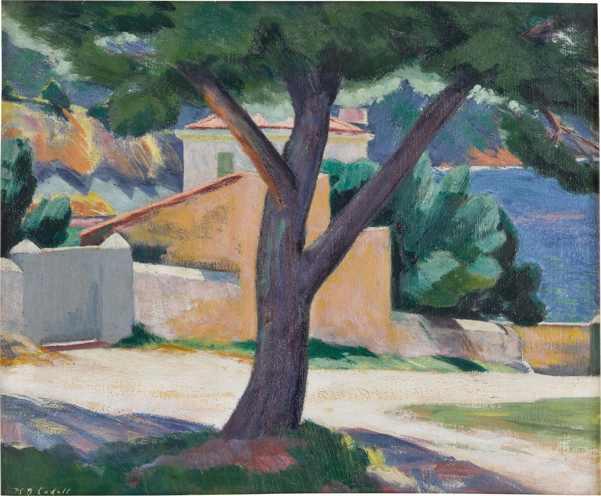 Francis Campbell Boileau Cadell, R.S.A., R.S.W. - Tree and Houses on the French Riviera
