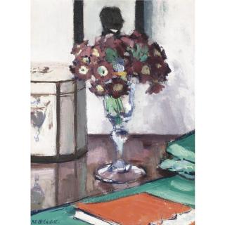Francis Campbell Boileau Cadell - Still Life With Primulas And A Book