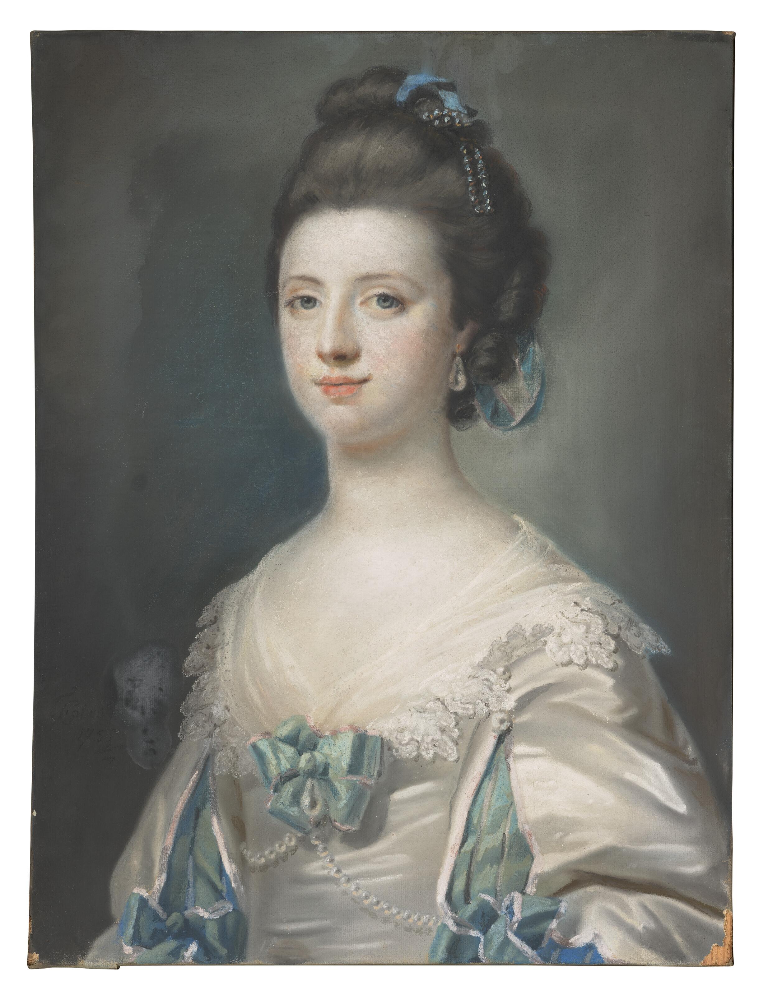 Francis Cotes, R.A. - Portrait of a lady, possibly of the Brett family