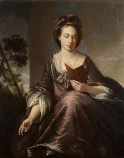 Francis Cotes, R.A. - Portrait of a lady, said to be The Duchess of Marlborough, three-quarter length, seated and reading a book